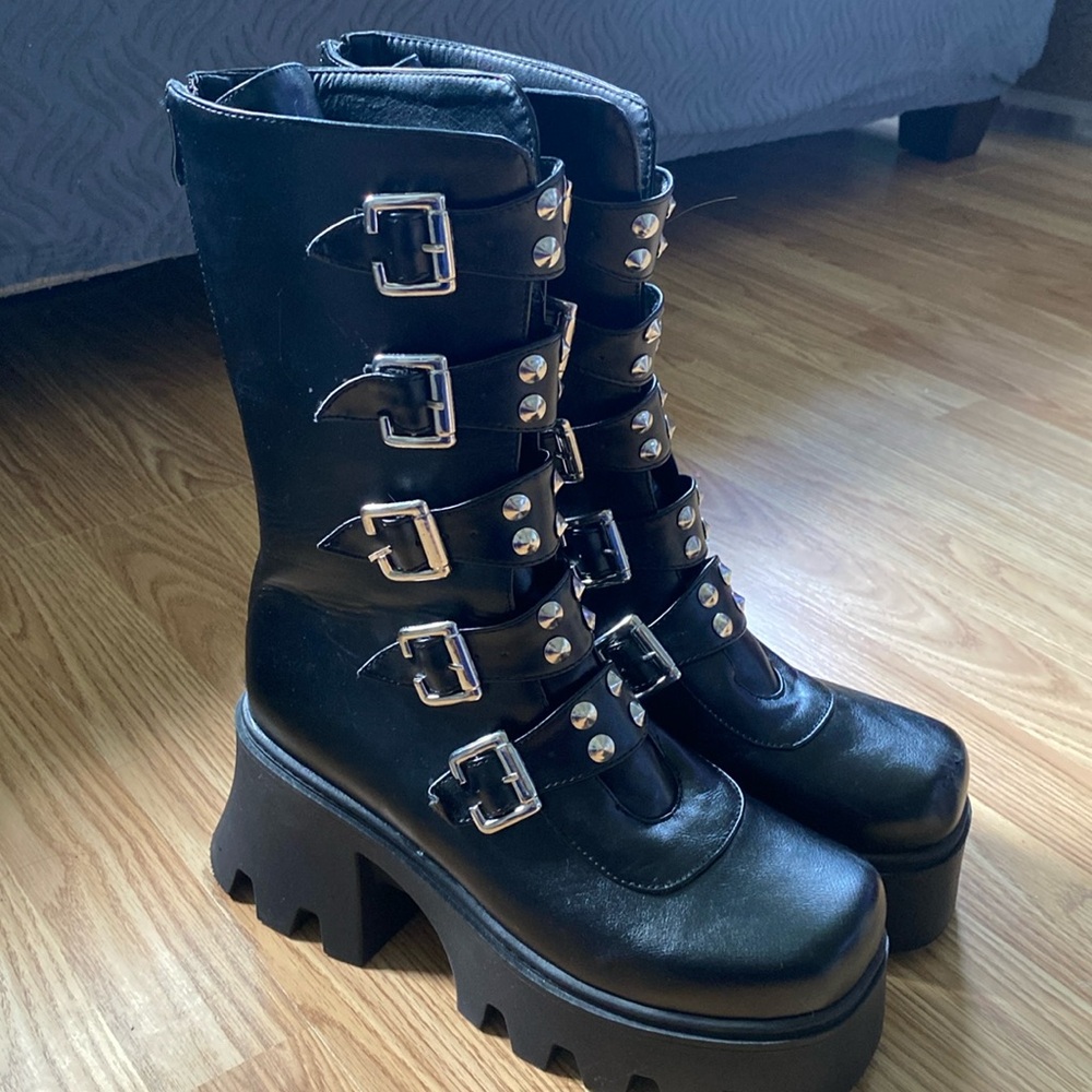 Studded Chunky High Heel Boots- SOLD